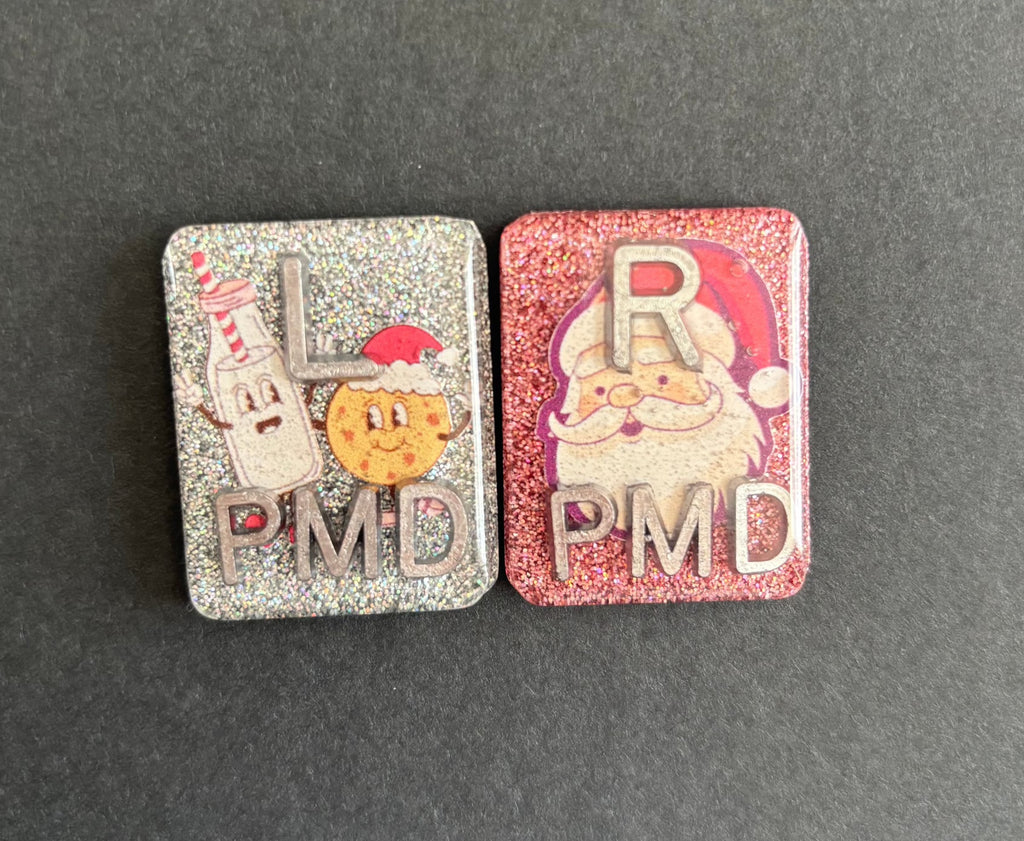 Santa & Milk/Cookies Xray Markers, With 2 or 3 Initials, Christmas Xray Markers, Rectangle, Glitter