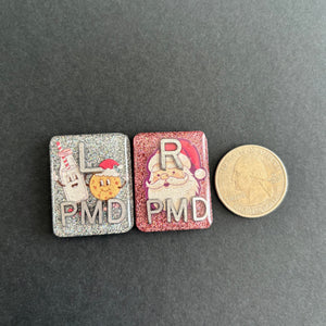 Santa & Milk/Cookies Xray Markers, With 2 or 3 Initials, Christmas Xray Markers, Rectangle, Glitter