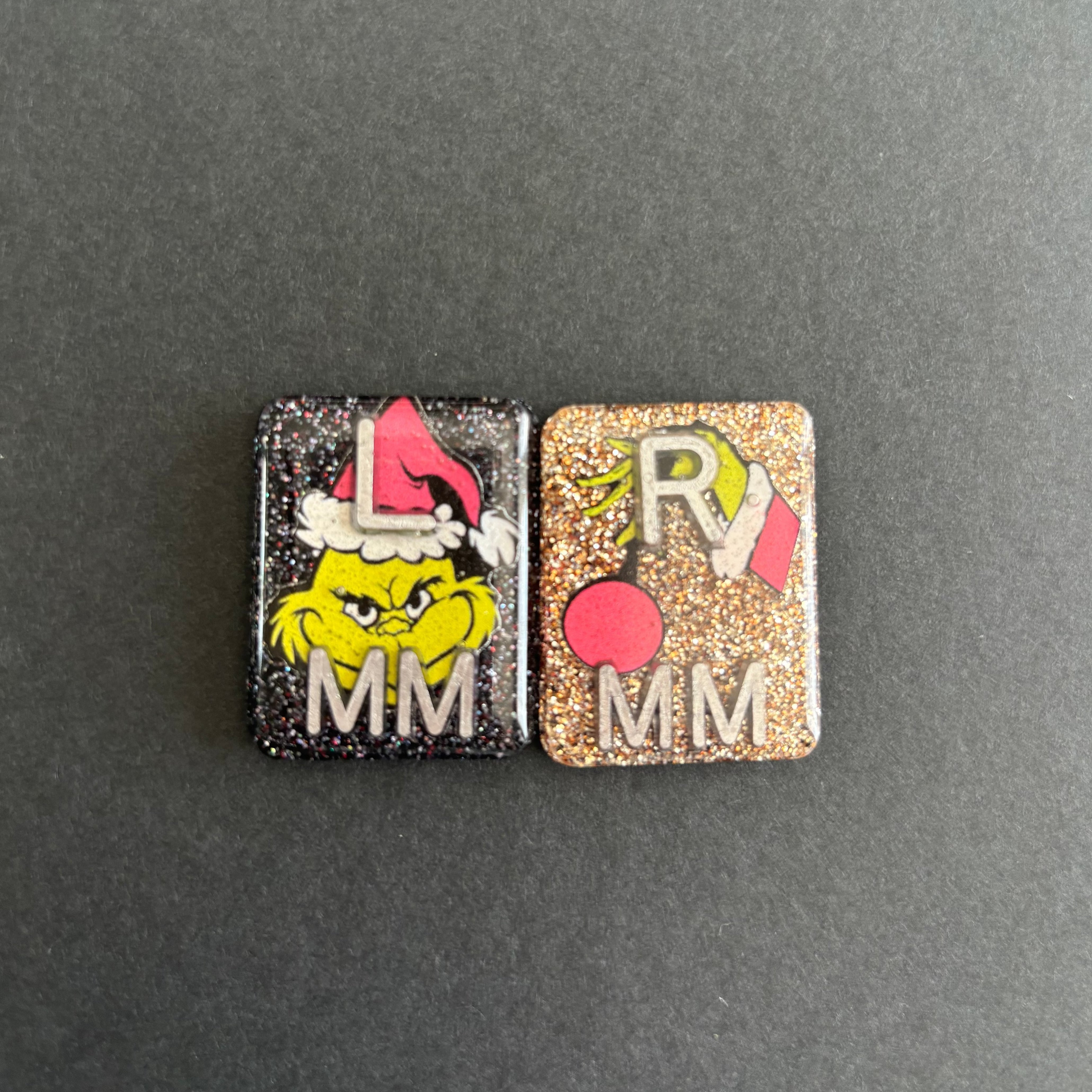 Grinch Xray Markers, With 2 or 3 Initials, Christmas Xray Markers, Grinch, Glitter, Ornament