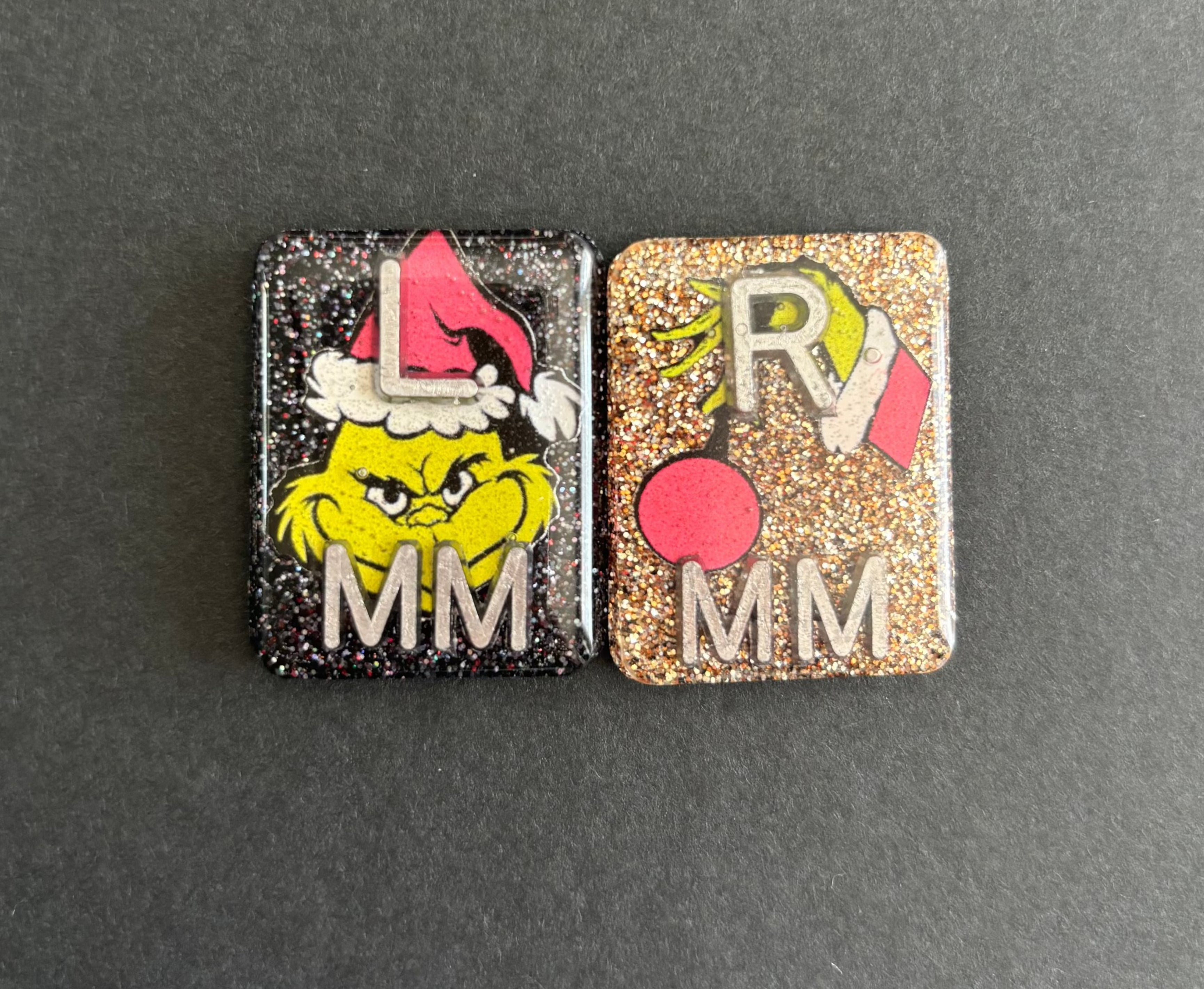 Grinch Xray Markers, With 2 or 3 Initials, Christmas Xray Markers, Grinch, Glitter, Ornament