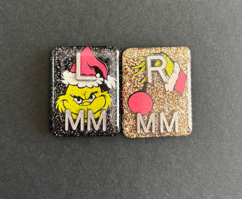 Grinch Xray Markers, With 2 or 3 Initials, Christmas Xray Markers, Grinch, Glitter, Ornament