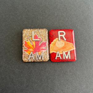 Fall Leaves & Pumpkin Pie Xray Markers, With 2 or 3 Initials, Large Rectangle, Fall, Thanksgiving, Glitter