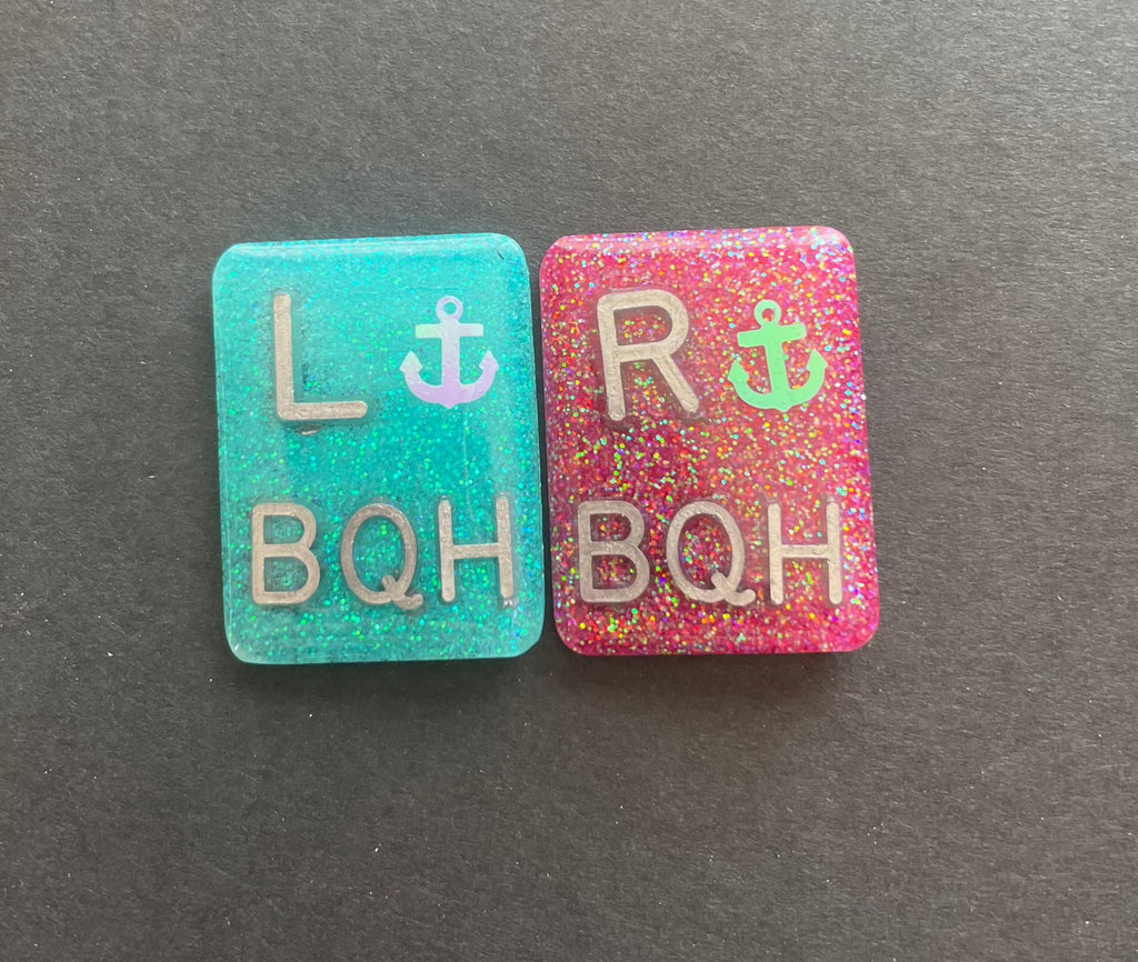 Gitter Anchor Xray Markers, With 2 or 3 Initials, Glitter, Rectangle, Anchor, Sea