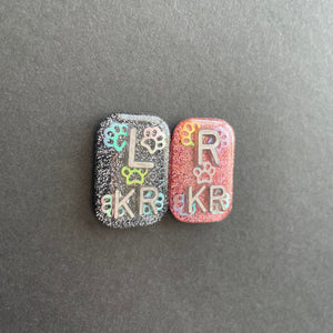 Holographic Paw Print Glitter, Rectangle Xray Markers, Glitter, Xray Tech Gift, With 2 or 3 Initials