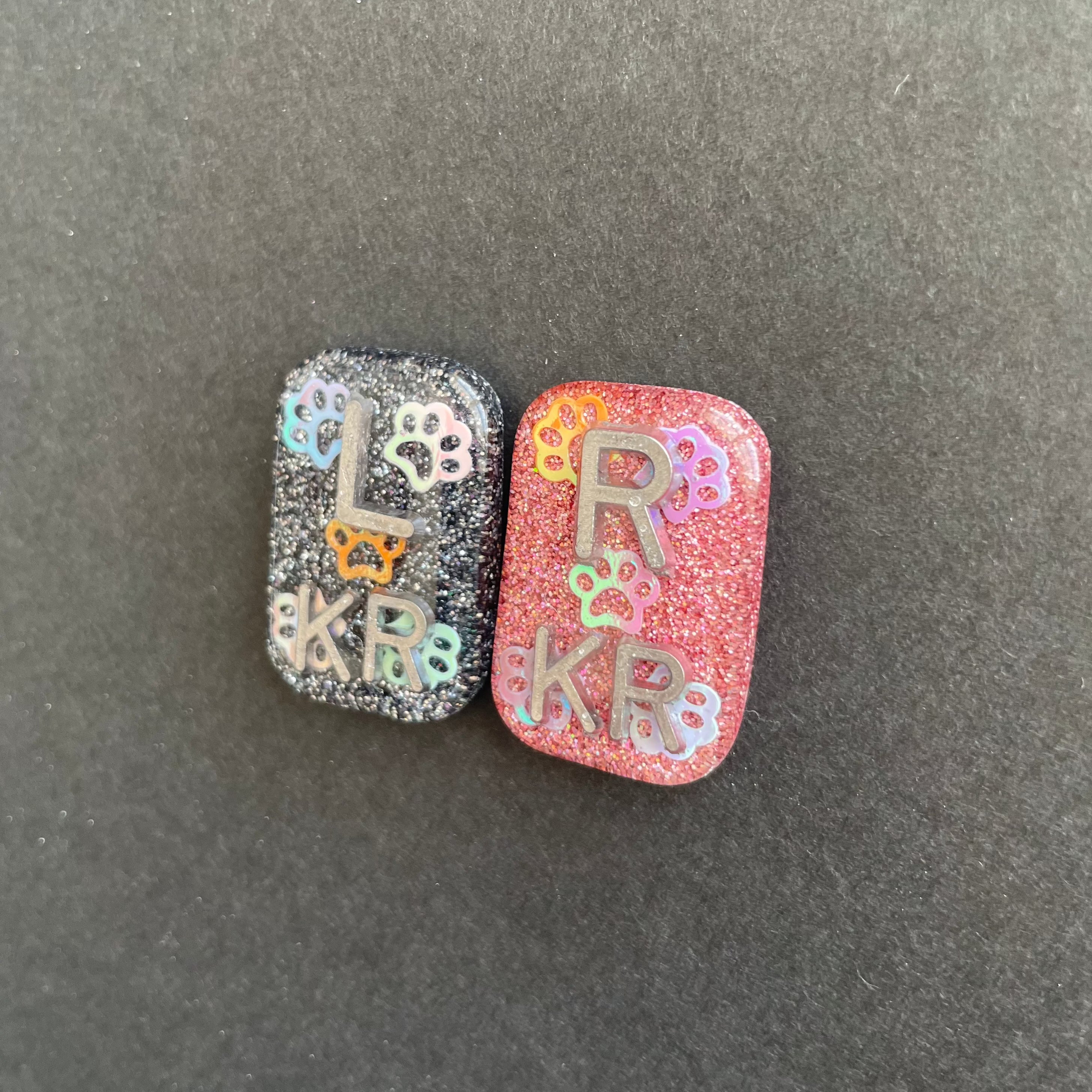 Holographic Paw Print Glitter, Rectangle Xray Markers, Glitter, Xray Tech Gift, With 2 or 3 Initials