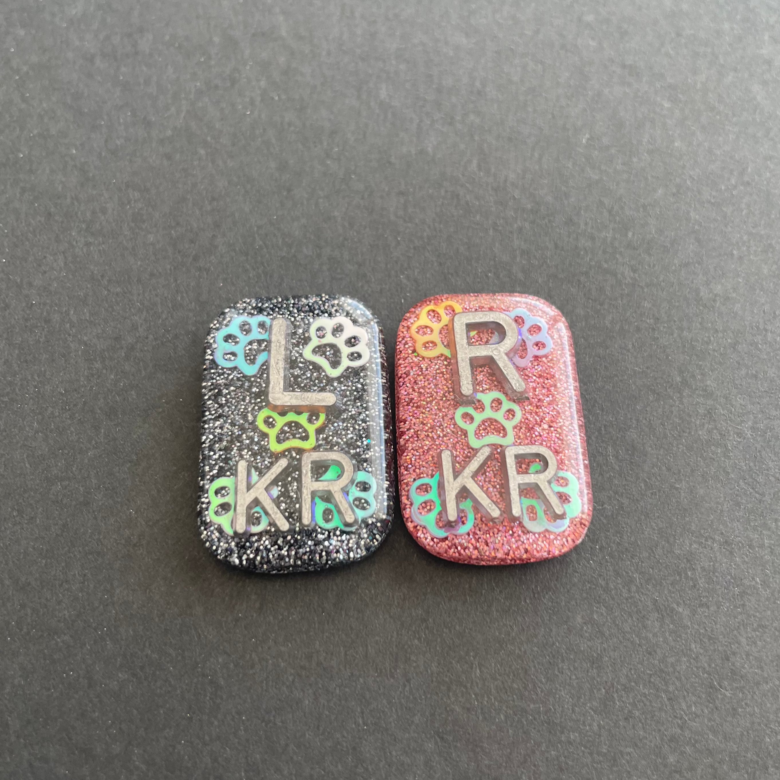 Holographic Paw Print Glitter, Rectangle Xray Markers, Glitter, Xray Tech Gift, With 2 or 3 Initials