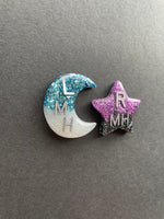 Two-Tone Moon and Stars Xray Markers, With 2 or 3 Initials, moon, stars, galaxy