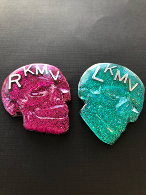 Skull Oblique Xray Markers, With 2 or 3 Initials, Glitter