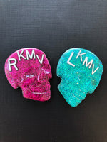 Skull Oblique Xray Markers, With 2 or 3 Initials, Glitter