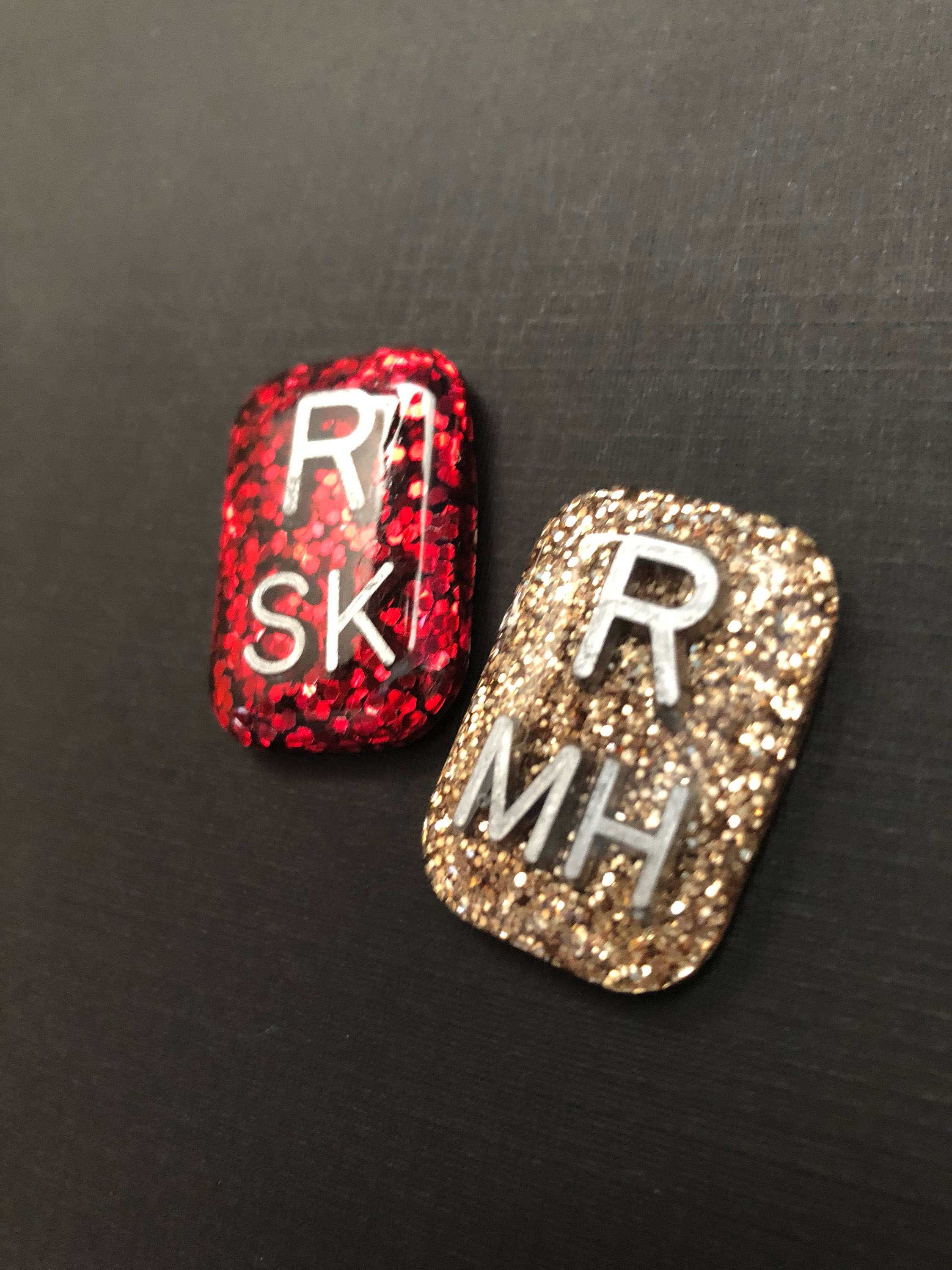 Glitter Rectangle Xray Markers, Xray Tech Gift, Pretty, Blue and Red, With 2 or 3 Initials