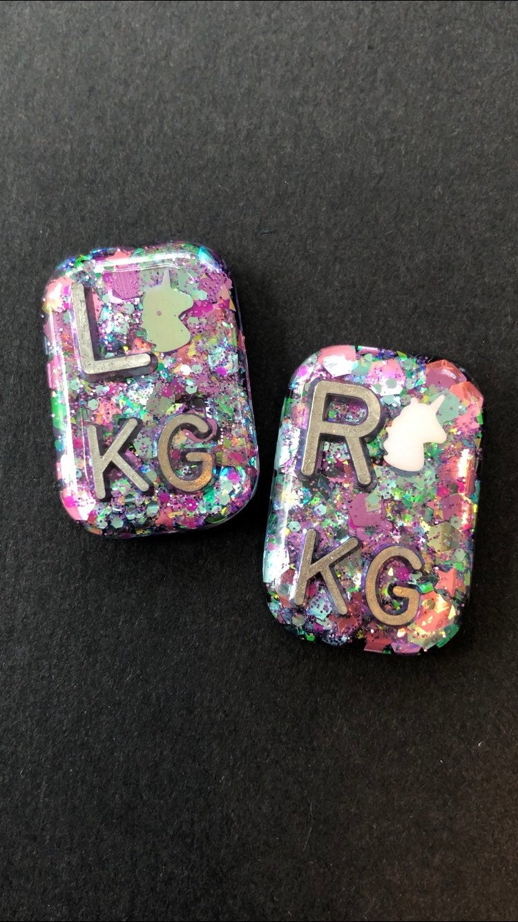 Unicorn Xray Markers, 3 Initials, Glitter Rectangle X-ray Markers