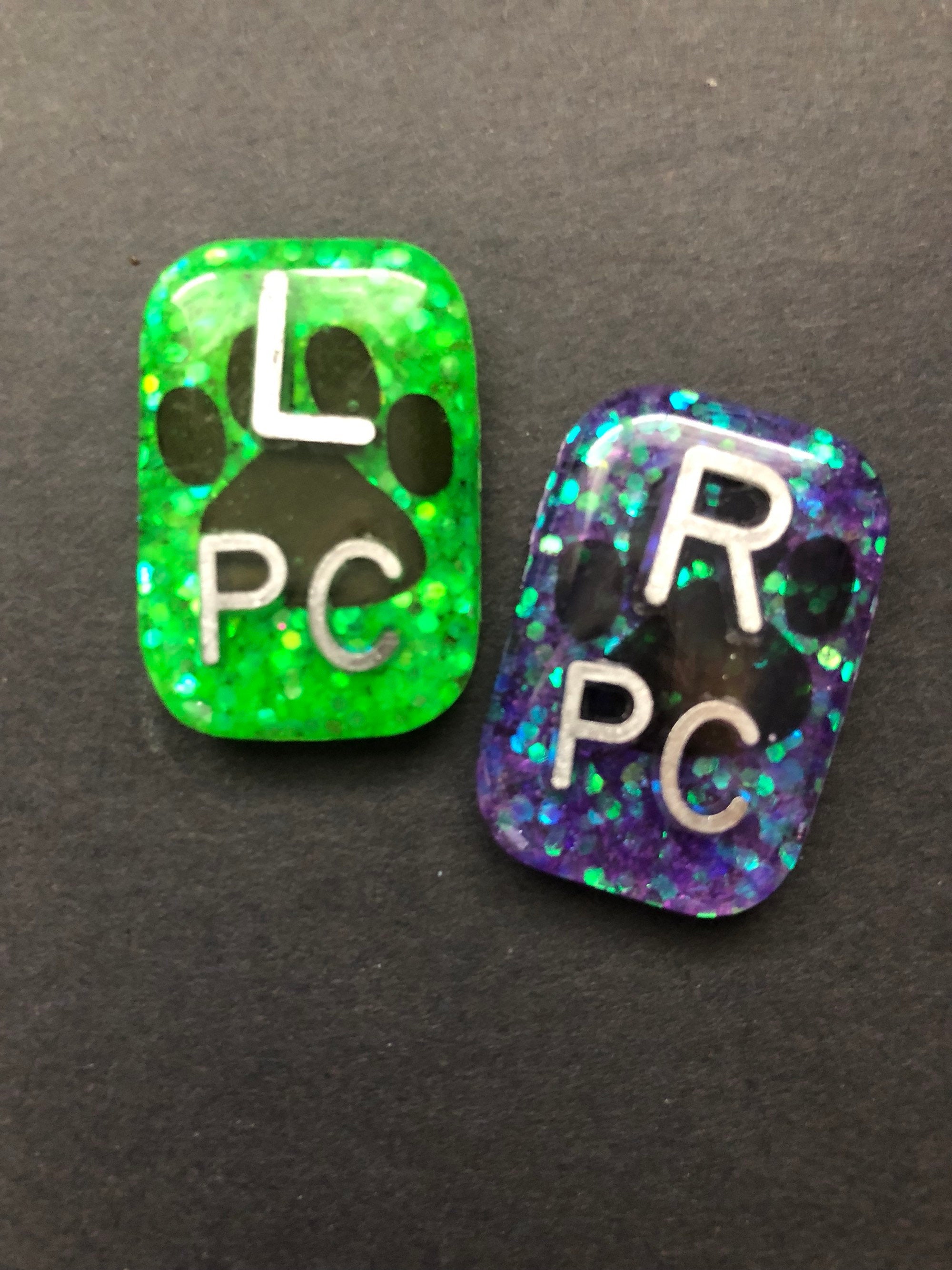 Paw Print Xray Markers, 2 or 3 Initials, Dog Lover, Pet, Animal, Small Rectangle, Glitter, Cute Xray Markers