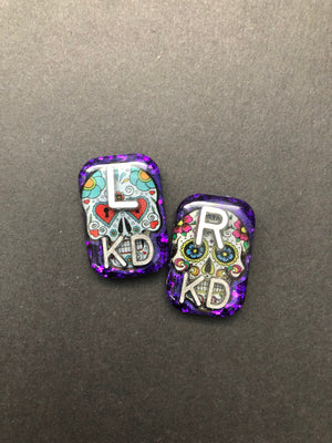 Sugar Skull Rectangle Xray Markers, Glitter, Xray Tech Gift, With 2 or 3 Initials