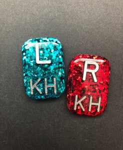 Glitter Rectangle Xray Markers, Xray Tech Gift, Pretty, Blue and Red, With 2 or 3 Initials