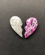 Heart Xray Markers, Small, Glitter, Split Heart, Cute, Xray Tech Gift, 2 Initials, Love