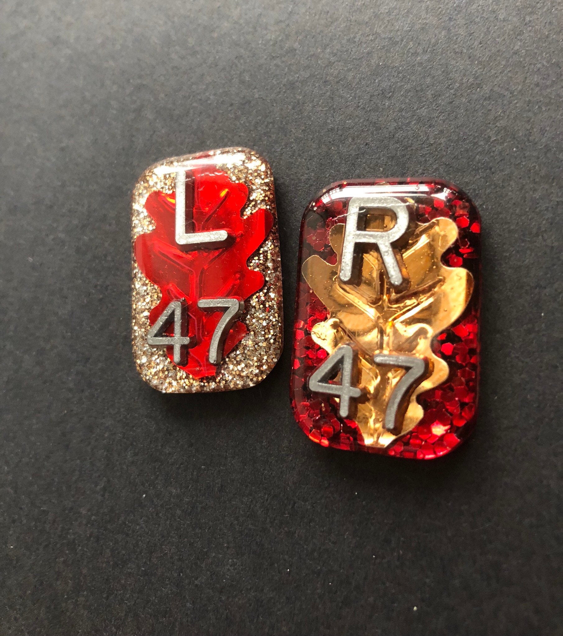 Fall Leaves Xray Markers, With 2 or 3 Initials, Red and Gold, Rectangle, Glitter X-ray Markers