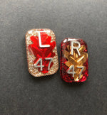 Fall Leaves Xray Markers, With 2 or 3 Initials, Red and Gold, Rectangle, Glitter X-ray Markers