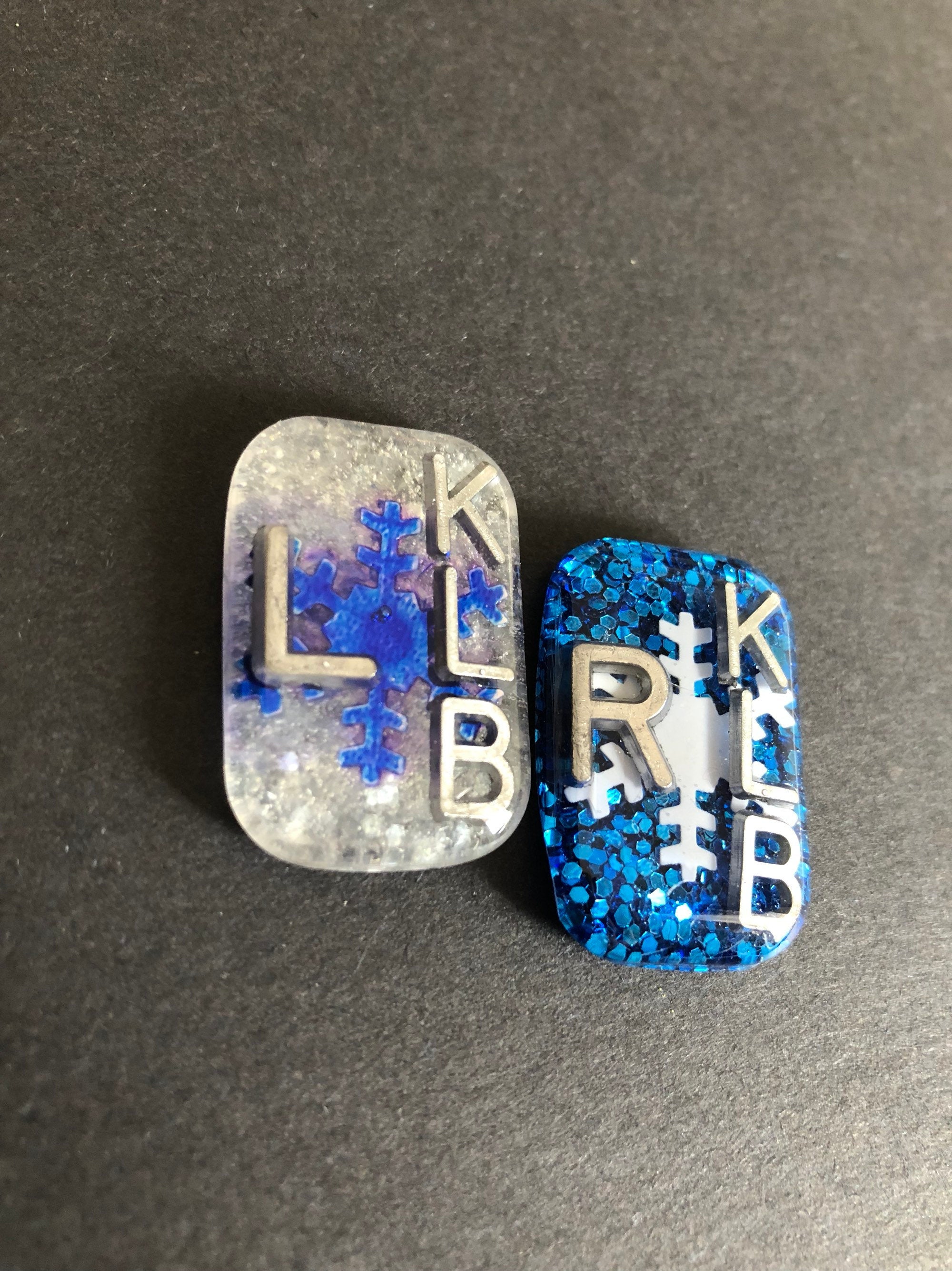 Snowflake Xray Markers, With 2 or 3 Initials, Blue and White, Winter Xray Markers