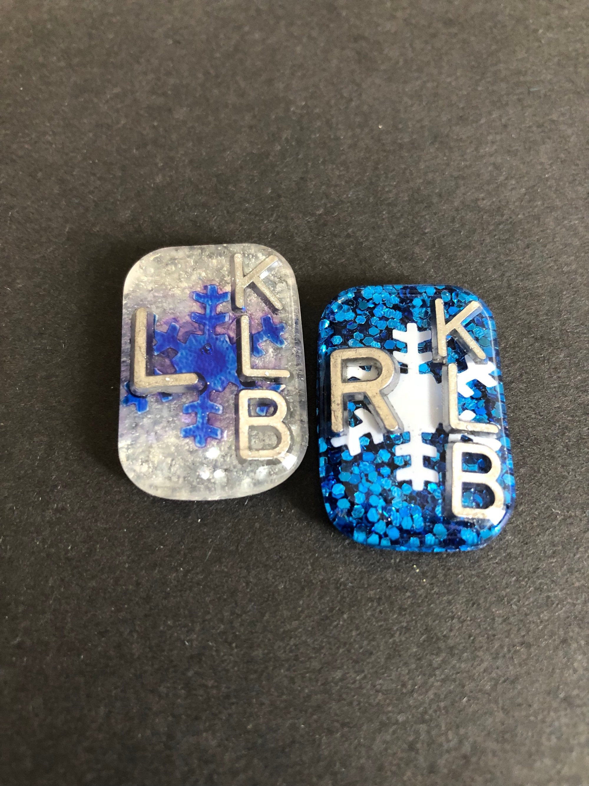 Snowflake Xray Markers, With 2 or 3 Initials, Blue and White, Winter Xray Markers