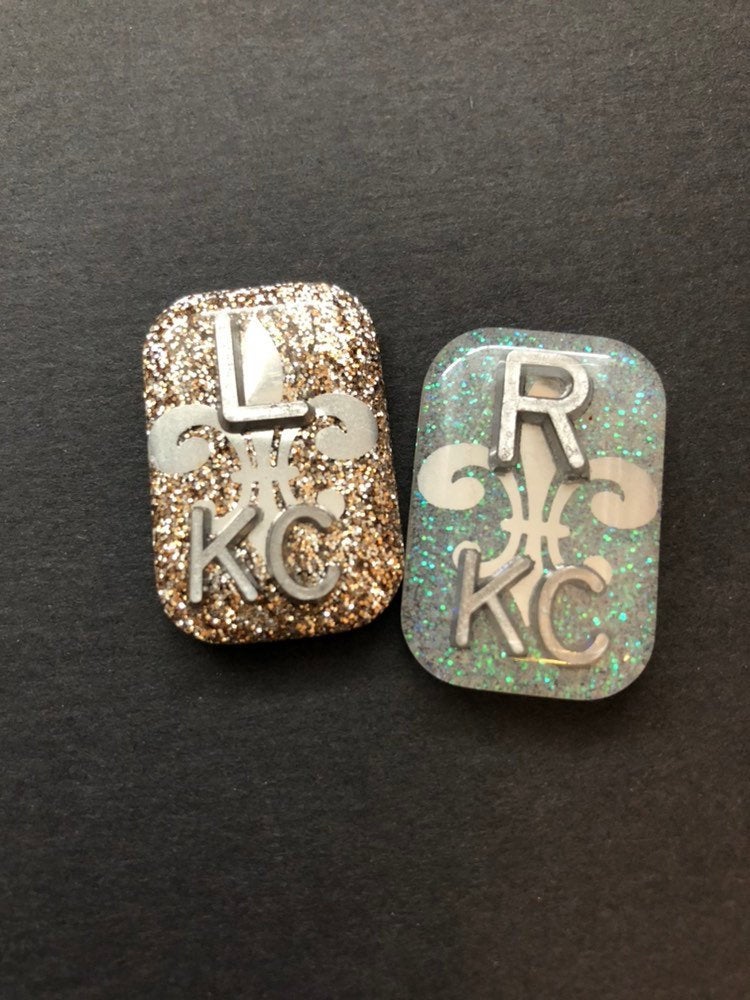 Fleur De Lis Xray Markers, With Initials, Rectangle, Glitter