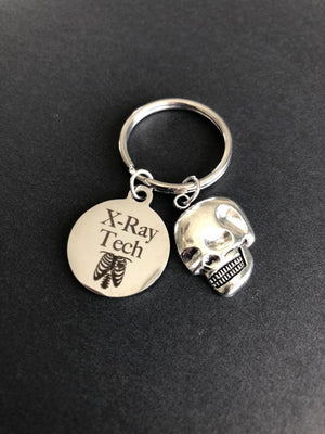 Xray Tech Gift, Xray Tech Keychain, Skull Radiology Graduation Skeleton Rad Tech Caduceus