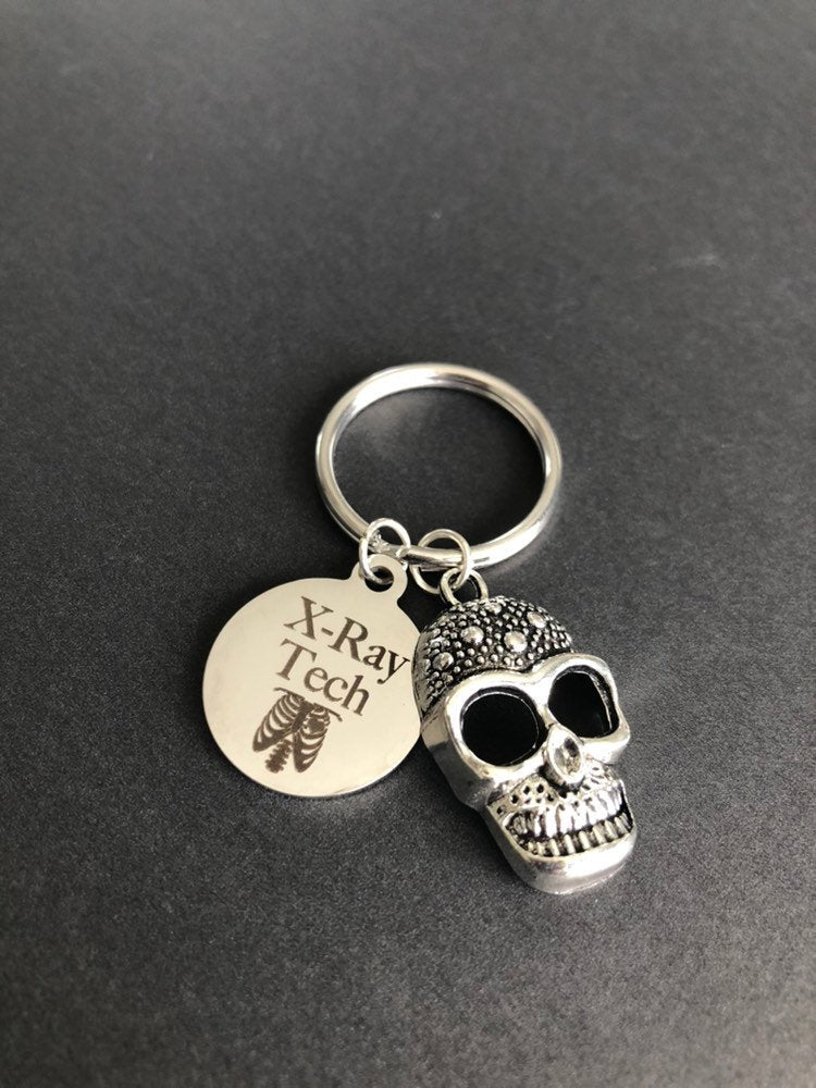 Xray Tech Gift, Xray Tech Keychain, Skull Radiology Graduation Skeleton Rad Tech Caduceus