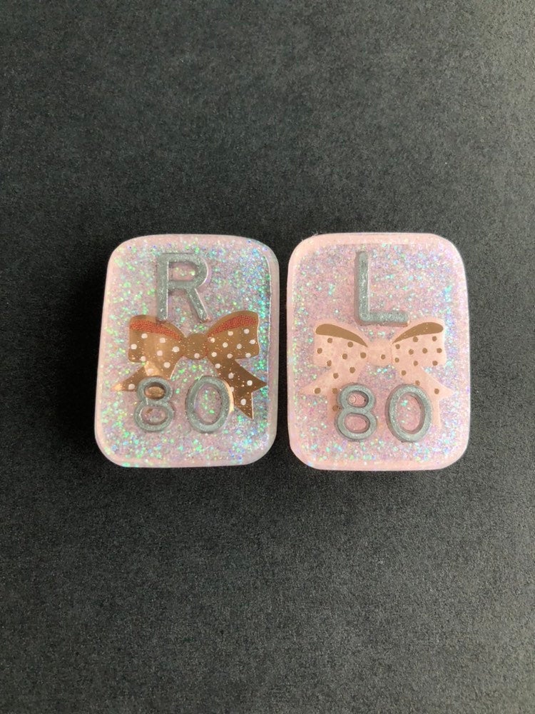 Pretty Bow Xray Markers, With 2 or 3 Initials, Rectangle, Glitter