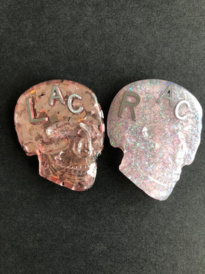 Skull Oblique Xray Markers, With 2 or 3 Initials, Glitter