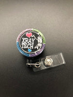 Xray Tech Retractable ID Badge Holder Reel, Chevron, Skeleton, 2 Hearts