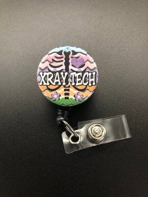 Xray Tech Retractable ID Badge Holder Reel Torso Heart Flowers