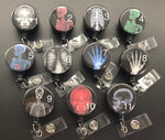 Xray ID Retractable Badge Holders, Bones, Anatomy, Radiology, Blue Hand X-Ray