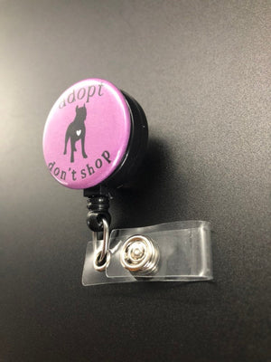 Adopt Don't Shop Retractable ID Badge Holder, Adopt, Rescue, Pitbull, Dog