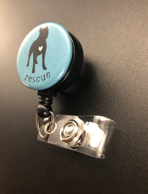 Rescue Retractable ID Badge Holder, Adopt, Pitbull, Adopt Don't Shop, Dog