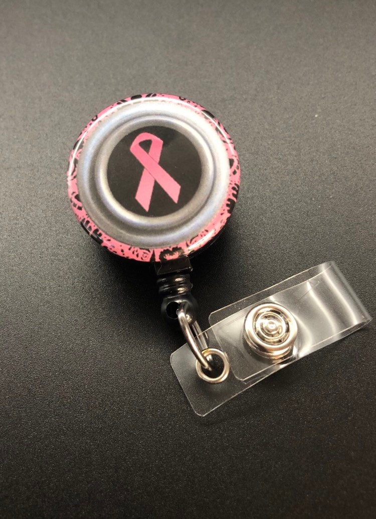 Mammo Breast Cancer Awareness Retractable ID Badge Holder