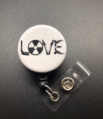 LOVE Radiology Badge Holder, Retractable ID Badge Reel, Bones, Radiation