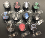 Xray ID Retractable Badge Holders, Bones, Anatomy, Radiology, Blue Hand X-Ray