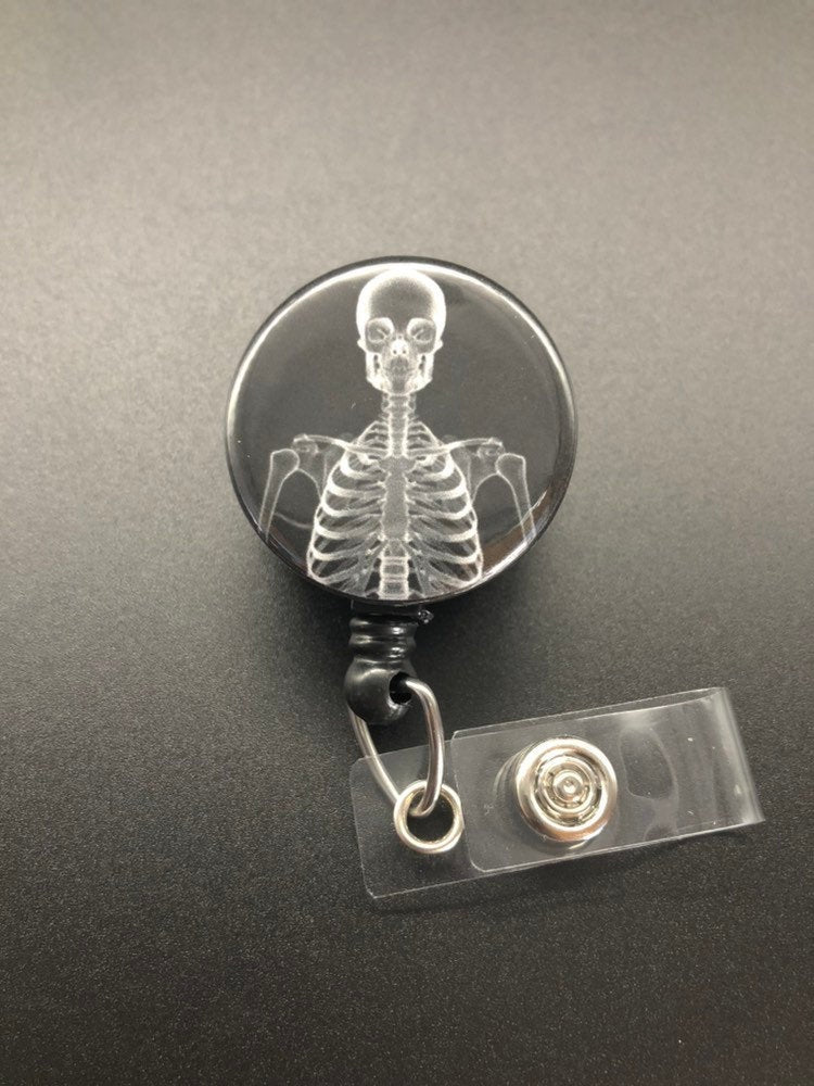 Xray ID Retractable Badge Holders, Bones, Anatomy, Radiology, Head and Torso X-Ray