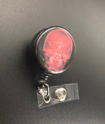 Xray ID Retractable Badge Holders, Bones, Anatomy, Radiology, Red Skull X-Ray