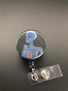 Xray ID Retractable Badge Holders, Bones, Anatomy, Radiology, Blue Head and Torso X-Ray