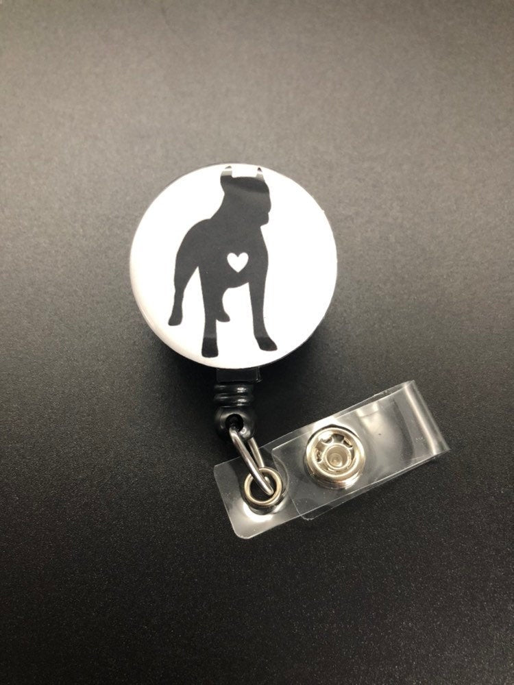 Pitbull Retractable ID Badge Holder, Adopt, Rescue, Adopt Don't Shop, Dog