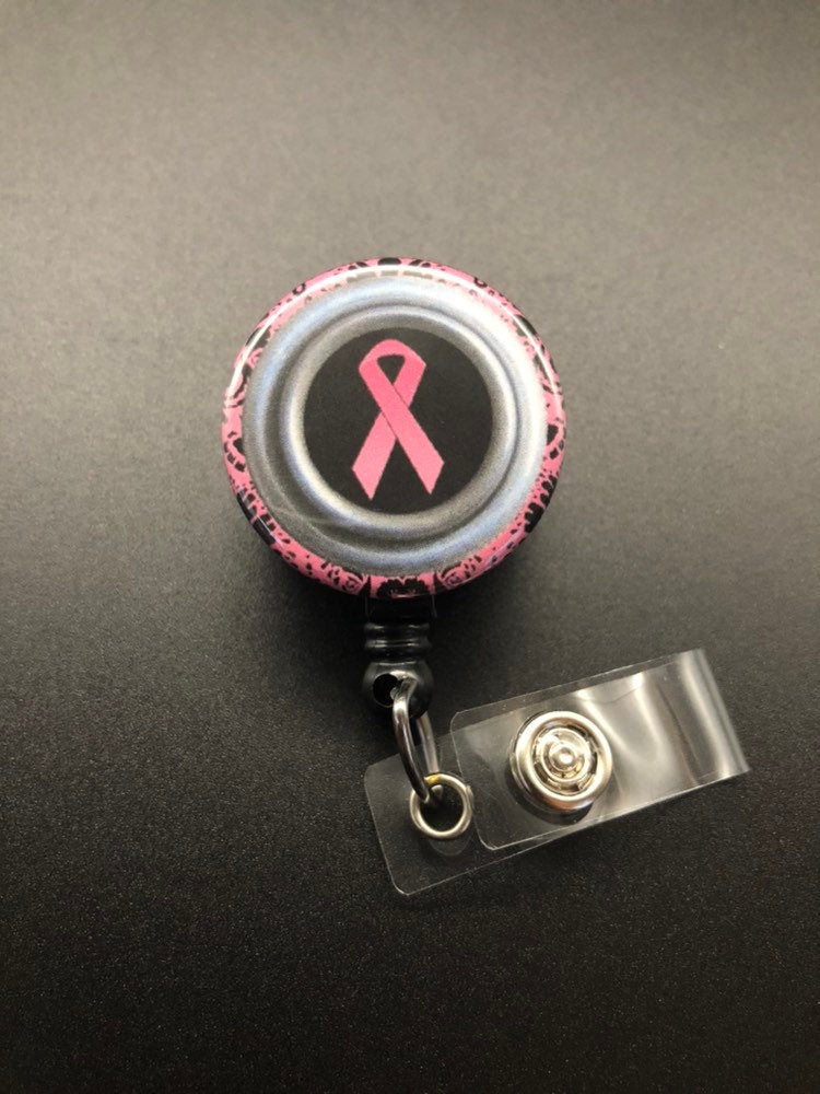 Mammo Breast Cancer Awareness Retractable ID Badge Holder