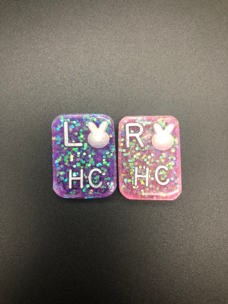 Bunny Xray Markers, With 2 or 3 Initials, Rectangle, Glitter, Easter