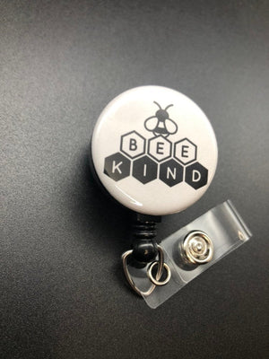 Bee Kind Badge Holder, Retractable ID Badge Reel, Save The Bees!