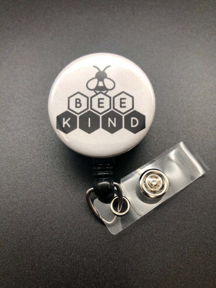 Bee Kind Badge Holder, Retractable ID Badge Reel, Save The Bees!