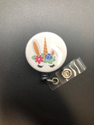 Bunny Unicorn Retractable Badge Reel, ID Badge Holder, Easter, Bunny