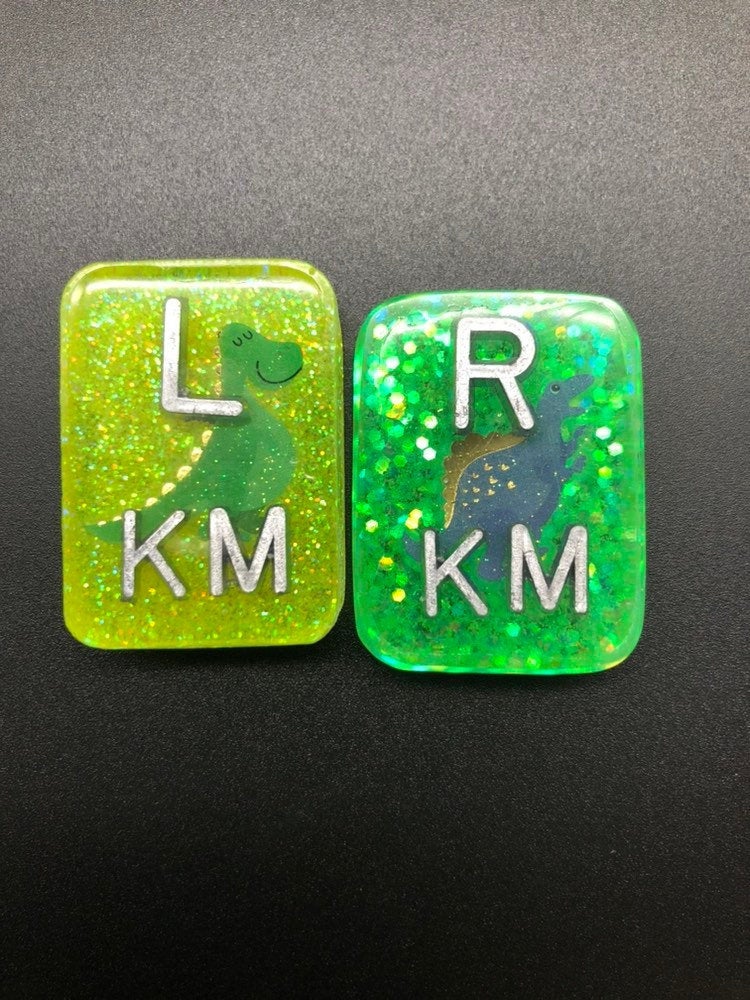 Dinosaur Xray Markers, Glitter, Dino Xray Markers, 3 Initials, Rectangle, Radiology Markers, Lead Markers