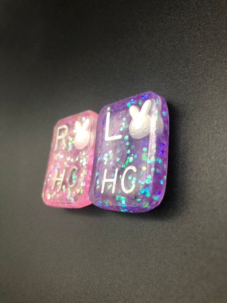 Bunny Xray Markers, With 2 or 3 Initials, Rectangle, Glitter, Easter