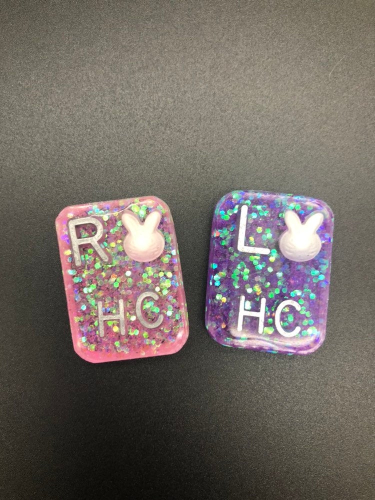 Bunny Xray Markers, With 2 or 3 Initials, Rectangle, Glitter, Easter