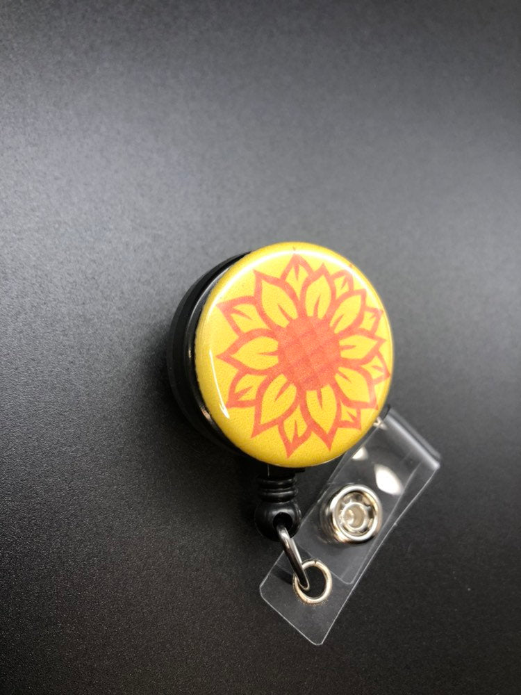 Sunflower Retractable ID Badge Reel, Badge Holder