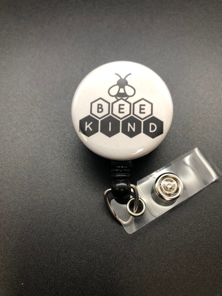 Bee Kind Badge Holder, Retractable ID Badge Reel, Save The Bees!